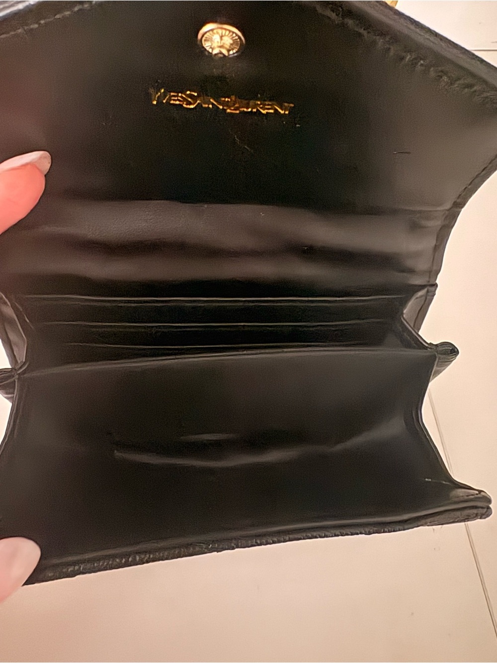 Black Quilted Leather Wallet with Gold Emblem - Picture 2 of 4